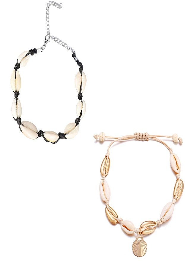OOMPHelicious Jewellery Combo of 2 Sea Shell Charm Bohemian Fashion Anklet For Women & Girls - Image 1