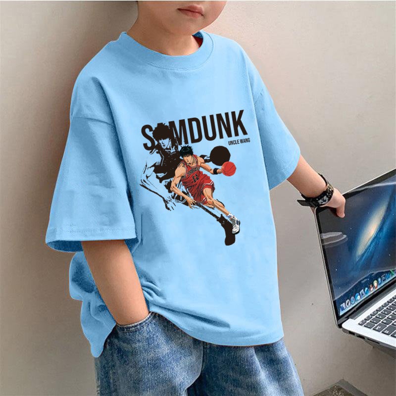 2381# Summer Boys Children'S Wear Short-Sleeved T-Shirt Cotton Medium And Large Children'S Breathable Round Neck Half-Sleeved Summer Top - Image 1