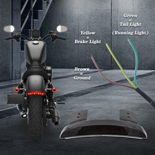 NATGIC 1PC Motorcycle Tail Light Chopped Rear Fender Edge LED Brake Light License Plate Light Stop Running Light for Har*ley Sport-ster XL 883N 1200N XL1200V XL1200X (Smoke Shell) - Image 5