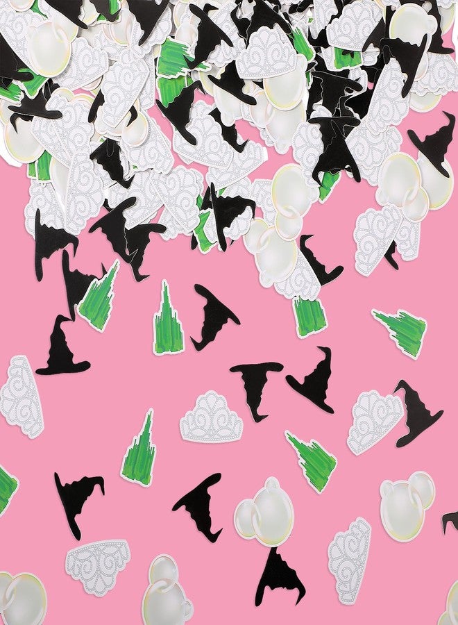 Arrowbash 300 Pcs Witch Theme Party Confetti Green and Pink Party Table Decorations Crown Hat Castle Bubble Confetti for Movie Birthday Baby Shower Bachelorette Witch Princess Gathering Supplies - Image 1