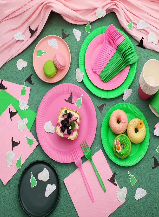 Arrowbash 300 Pcs Witch Theme Party Confetti Green and Pink Party Table Decorations Crown Hat Castle Bubble Confetti for Movie Birthday Baby Shower Bachelorette Witch Princess Gathering Supplies - Image 3