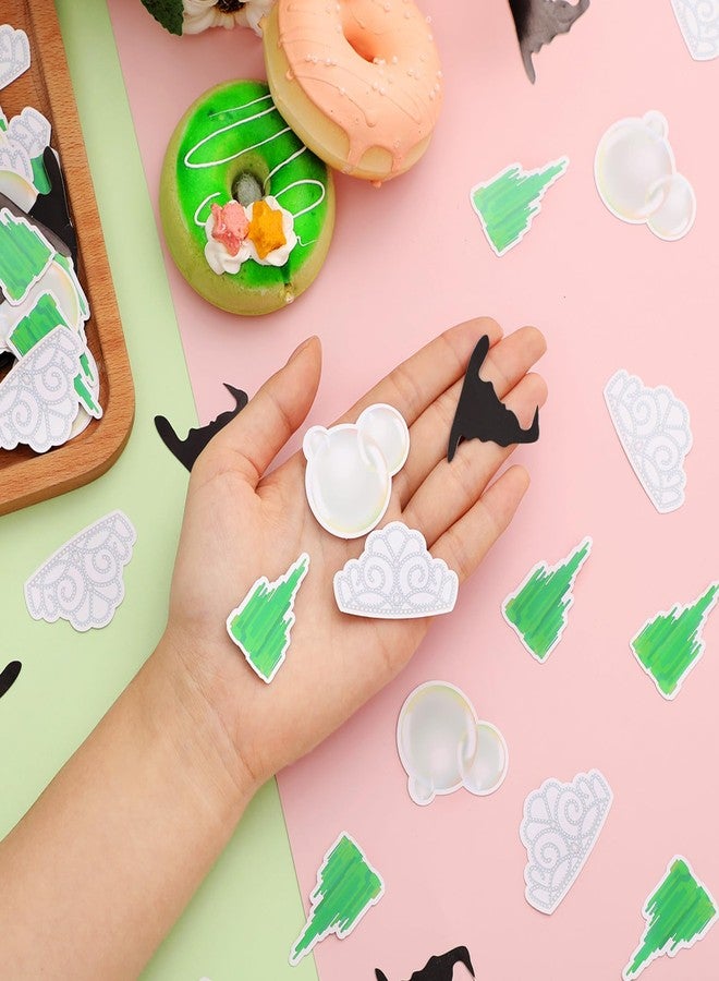 Arrowbash 300 Pcs Witch Theme Party Confetti Green and Pink Party Table Decorations Crown Hat Castle Bubble Confetti for Movie Birthday Baby Shower Bachelorette Witch Princess Gathering Supplies - Image 4