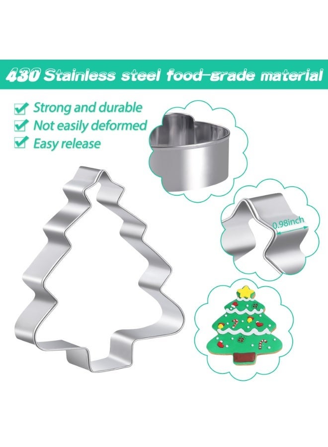 Large Christmas Cookie Cutters - 6 Pcs 4 Inch Holiday Cookie Cutter - Christmas Tree, Santa Hat, Snowflake, Gingerbread Men, Snowman and Candy Cane Shapes Cookie Molds for Winter Holiday DIY Baking - Image 4