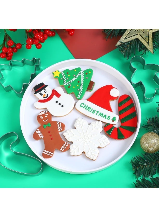 Large Christmas Cookie Cutters - 6 Pcs 4 Inch Holiday Cookie Cutter - Christmas Tree, Santa Hat, Snowflake, Gingerbread Men, Snowman and Candy Cane Shapes Cookie Molds for Winter Holiday DIY Baking - Image 2