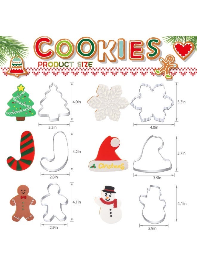 Large Christmas Cookie Cutters - 6 Pcs 4 Inch Holiday Cookie Cutter - Christmas Tree, Santa Hat, Snowflake, Gingerbread Men, Snowman and Candy Cane Shapes Cookie Molds for Winter Holiday DIY Baking - Image 5