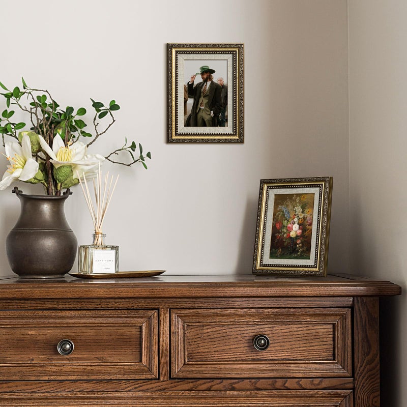 HappyHapi 4x6 Picture Frame Gold, 1 Pack Vintage Picture Frames for Wall or Tabletop Display, Gold 4 x 6 Photo Frame for Wall Decor Retro Home Decor - Image 3