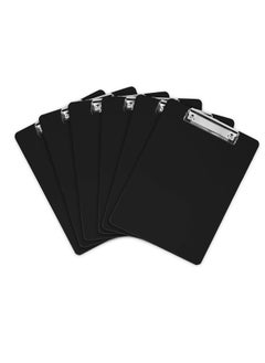 KASTWAVE Writing Pad Clipboard, A4 Plastic File Data Clip Ticket Multifunction Clipboard Thin Clip Black Stationery Clipboard for Office School Restaurant Menu, Etc. (6 Pieces)  - Image 1
