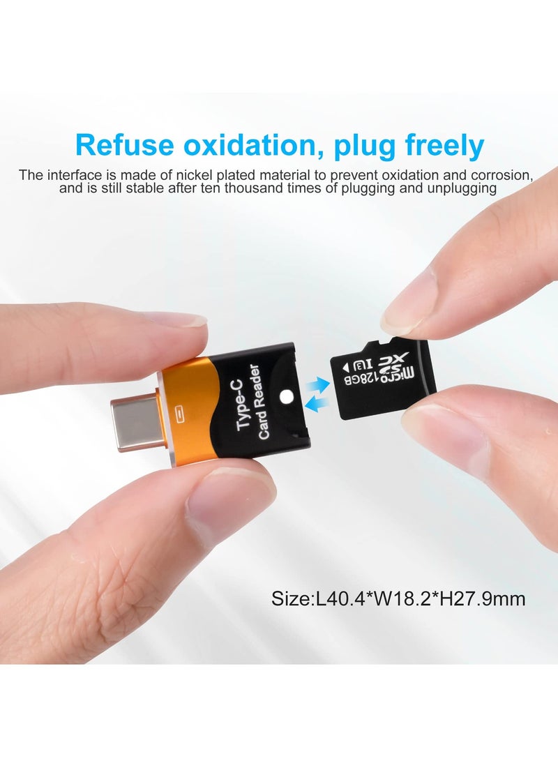 TF Card Reader, 2PC Micro SD Card Reader, High-Speed External Memory，Type C TF Memory Card Reader Adapter Compatible with Laptops, MacBook, Galaxy