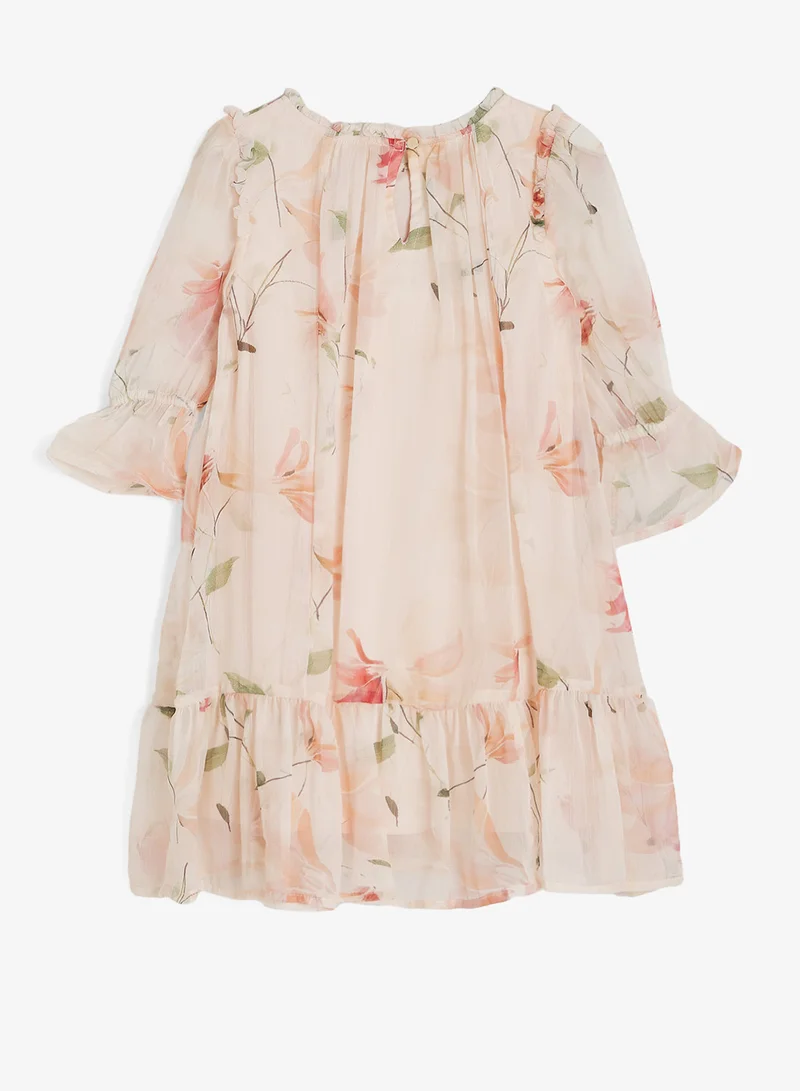 ريبلز مع نمشي Girls Pastel Bloom Floral Party Dress
