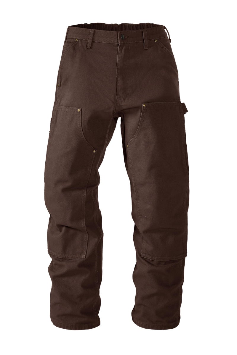 Soojun Men's 13.5 oz Heavyweight Work Pants, Loose Fit Double Knee Carpenter Pants with Flex Waist Dark Brown 40W x 30L - Image 1