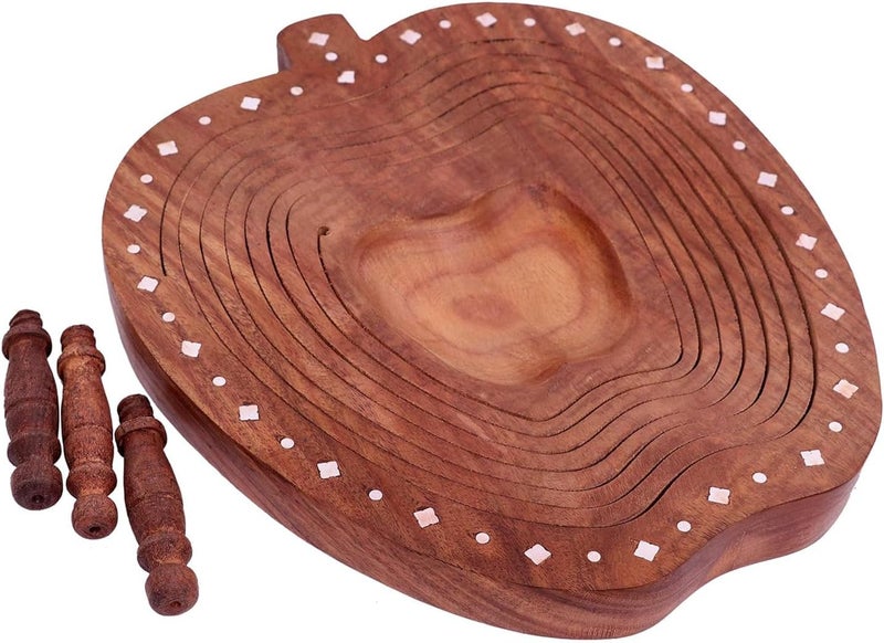GURU JEE Foldable Handicraft Fruit Bowl Multi Purpose Apple Shape Basket Tray Showpiece Gifts Apple - Image 2