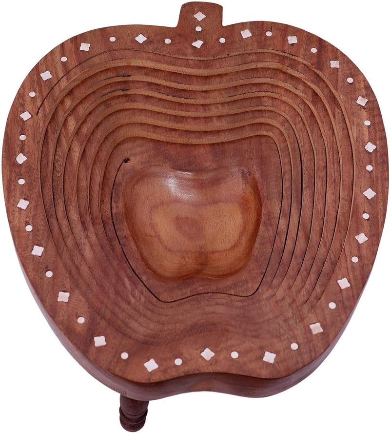 GURU JEE Foldable Handicraft Fruit Bowl Multi Purpose Apple Shape Basket Tray Showpiece Gifts Apple - Image 3