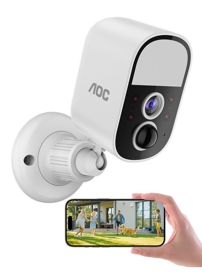 AOC  Indoor Wireless Security Camera, AI Image Enhanced 1080P to 2K-Like Clarity, Up to 7-Day Battery Life, Easy Magnetic Installation & Removal,Motion Detection, Two-Way Audio, Infrared Night Vision, Supports Up to 128GB TF Card, 2.4GHz Wi-Fi Only. - Image 1
