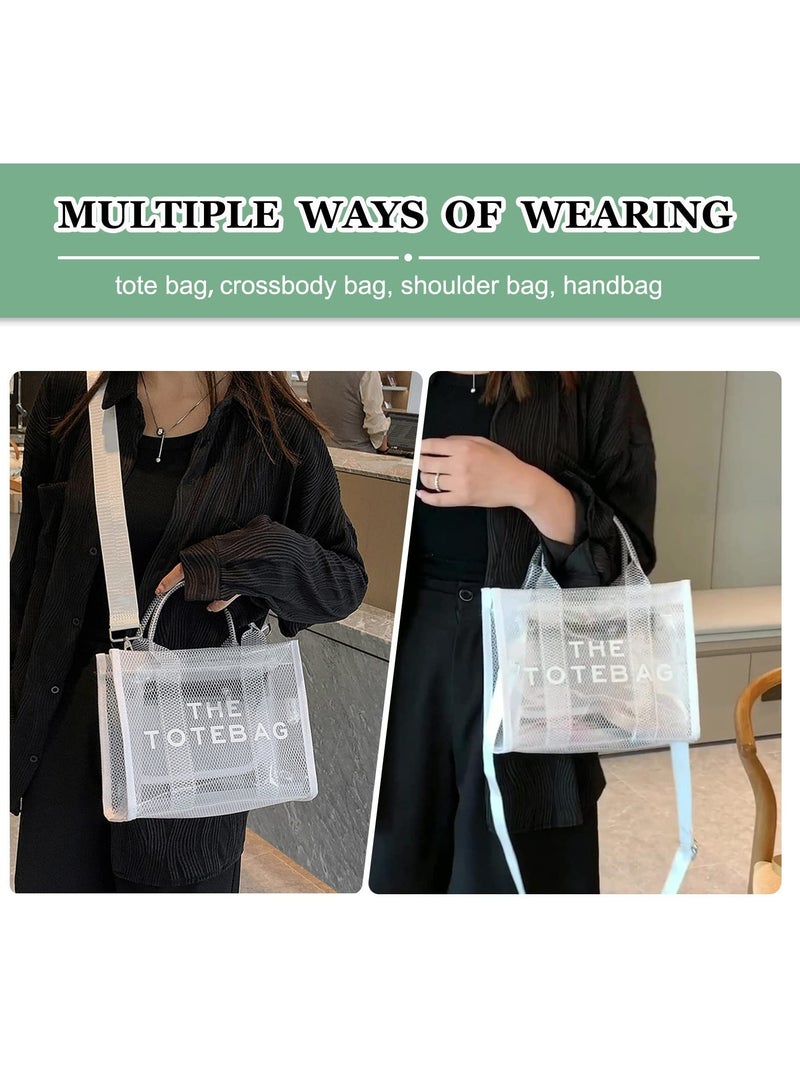 Zikra Fashion Clear Tote Bag for Women, lightweight PVC Beach Bag, Small Handbag, Shoulder Crossbody Purse for Work, Travel, Pool, Stadium - Image 2