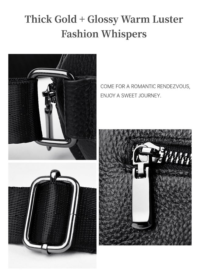 شبيلي حقيبة كتف وكروس رجالية من جلد بقري بسعة كبيرة وجيوب متعددة للسفر والعمل والحفلات والاستخدام اليومي للطلاب والشباب ‎(أسود)‎ - Image 3