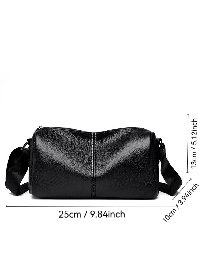 شبيلي حقيبة كتف وكروس رجالية من جلد بقري بسعة كبيرة وجيوب متعددة للسفر والعمل والحفلات والاستخدام اليومي للطلاب والشباب ‎(أسود)‎ - Image 5