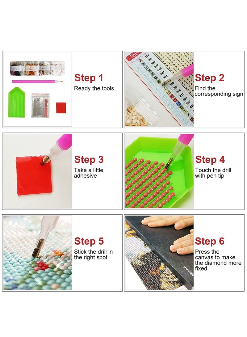 KASTWAVE DIY Diamond Painting Kit, 5D Diamond Painting by Number Home Decor Accessories with Painting Canvas Point Pen Adhesive Drill Tray Sealed Bags Drills for Brain Exercise Relax Decompress - Image 4
