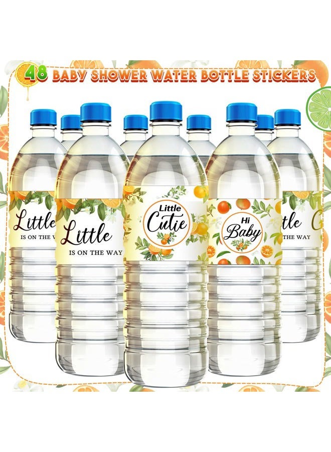 Marspark 48 Pieces Little Cutie Baby Shower Water Bottle Labels Orange Water Bottle Wrapper Stickers Party Favors Decorations for Boy Girl Baby Shower, 3 Styles - Image 4