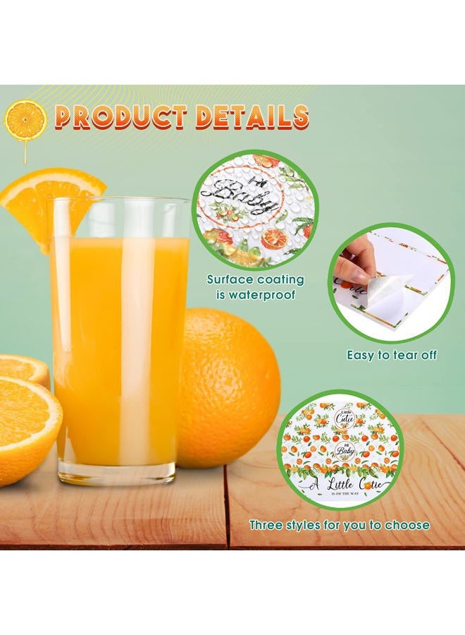 Marspark 48 Pieces Little Cutie Baby Shower Water Bottle Labels Orange Water Bottle Wrapper Stickers Party Favors Decorations for Boy Girl Baby Shower, 3 Styles - Image 3