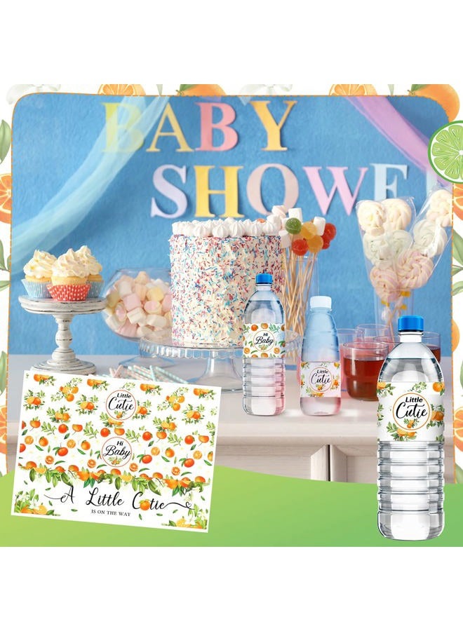 Marspark 48 Pieces Little Cutie Baby Shower Water Bottle Labels Orange Water Bottle Wrapper Stickers Party Favors Decorations for Boy Girl Baby Shower, 3 Styles - Image 5