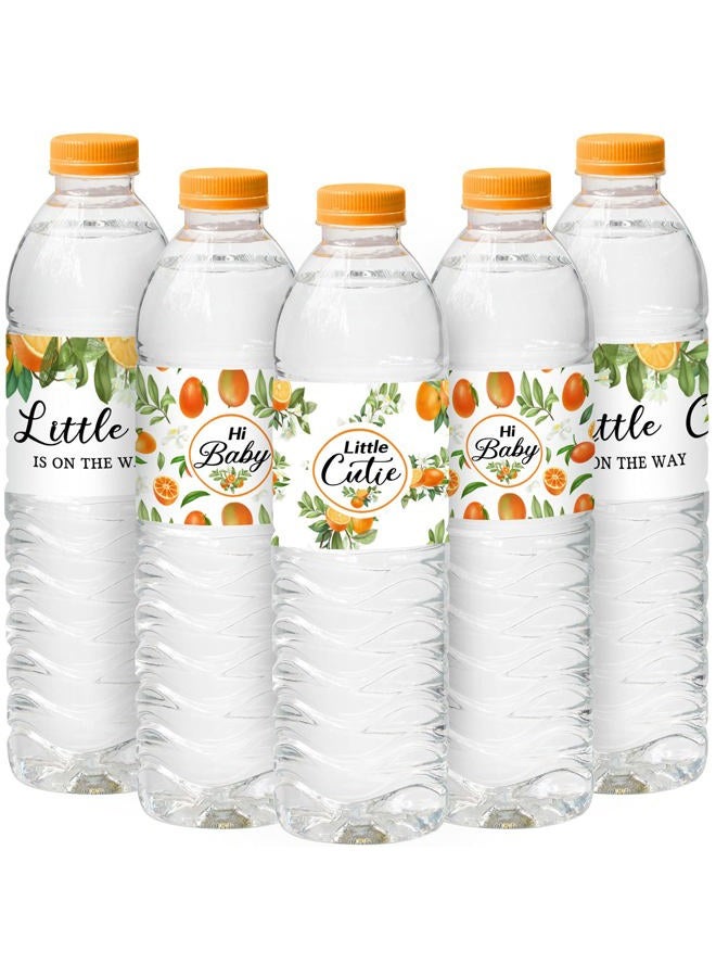Marspark 48 Pieces Little Cutie Baby Shower Water Bottle Labels Orange Water Bottle Wrapper Stickers Party Favors Decorations for Boy Girl Baby Shower, 3 Styles - Image 1