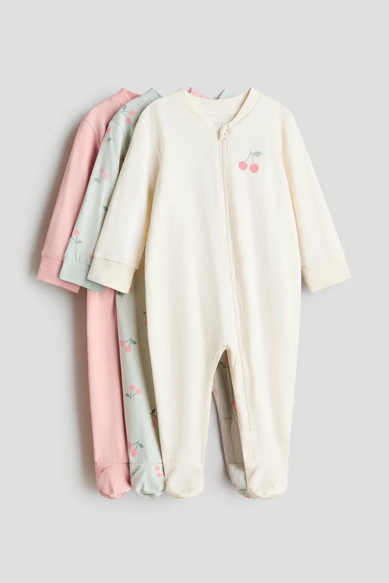 H&M 3-pack zip-up sleepsuits