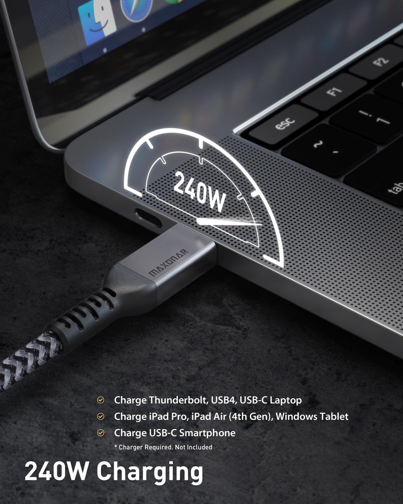 Maxonar [2 Pack 3.3FT] Thunderbolt 4 Cable, 40Gbps Sync, 240W Charging, 8K/5K Display, All-in-One Cable Replaces Multiple Cables for 2026 Studio Display, MacBook, SSD, Docking - Image 4