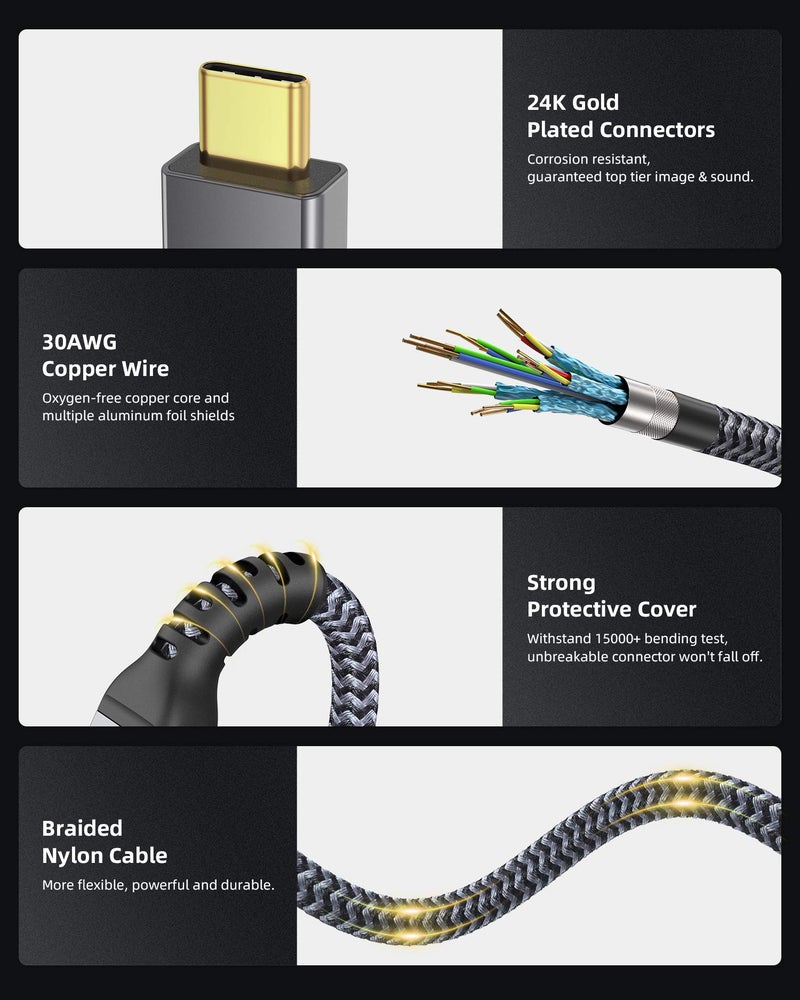 Maxonar [2 Pack 3.3FT] Thunderbolt 4 Cable, 40Gbps Sync, 240W Charging, 8K/5K Display, All-in-One Cable Replaces Multiple Cables for 2026 Studio Display, MacBook, SSD, Docking - Image 5
