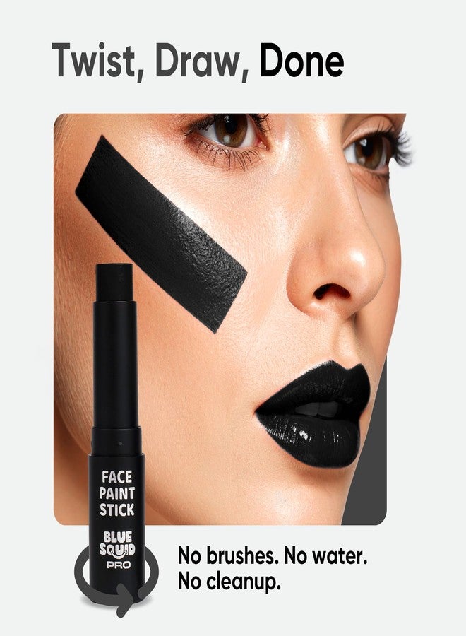 Blue Squid PRO Black Face Paint Stick - Waterproof Body Paint for Adults & Kids Eye Black Baseball, Eyeblack Softball - Vegan Hypoallergenic Twist-Up Non-Toxic Makeup Stick for Cosplay, Sports & SFX - Image 3