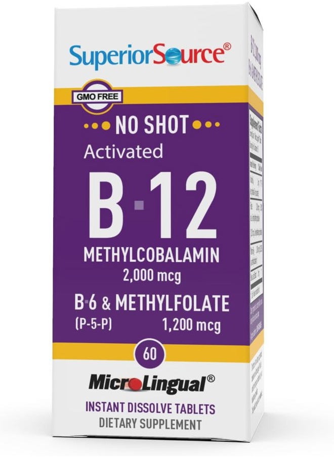 Superior Source No Shot Vitamin B-12 Methylcobalamin 2000 mcg, B-6, & Methylfolate 1200 mcg - Supports Energy, Brain, and Heart Health - Bariatric Friendly - 60 Sublingual Dissolving Tablets  - Image 5