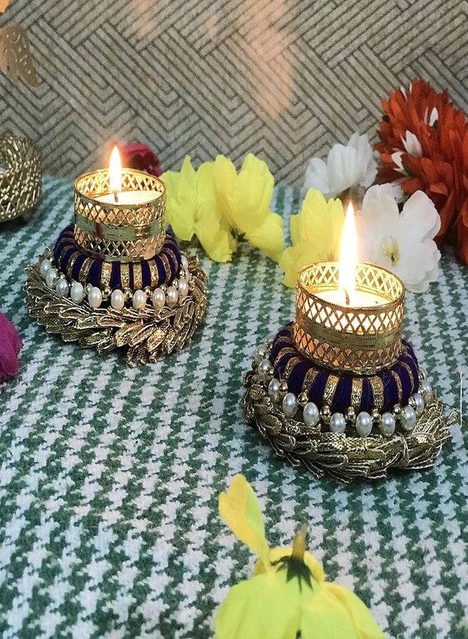 VINSHBOND حامل شموع ديوا مزخرف من فينشبوند، طقم من 6 قطع، أزرق، زينة ديوالي/زينة مكتب - Image 2