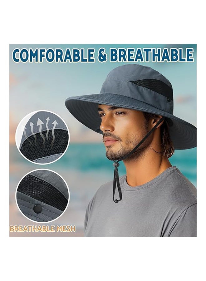 Men Women Sun Hat Cowboy Hat with Straw Wide Brim Bucket Breathable Boonie Hats for Fishing, Hiking, Garden, Beach(Dark grey)  - Image 3