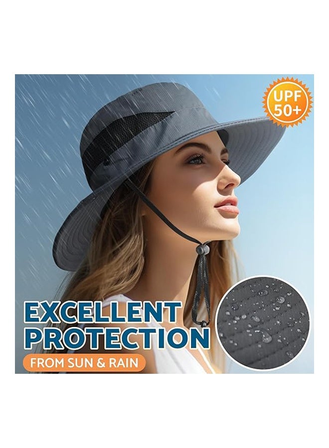 Men Women Sun Hat Cowboy Hat with Straw Wide Brim Bucket Breathable Boonie Hats for Fishing, Hiking, Garden, Beach(Dark grey)  - Image 5