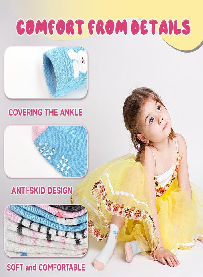 HYCLES Toddler Girl Socks, Non-Slip Cartoon Crew Socks with Grips for Girls Kids 5-7 Years - Image 5