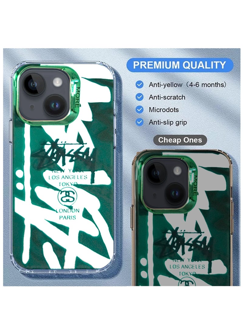 Wtech - More Series Colorful Design Protective Case Cover For Apple iPhone 15 Plus 2023 Green/White - Image 1