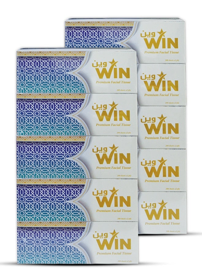WIN Facial Tissue 200 Sheets 2 Ply 190x190 Pack Of 10 - Image 1