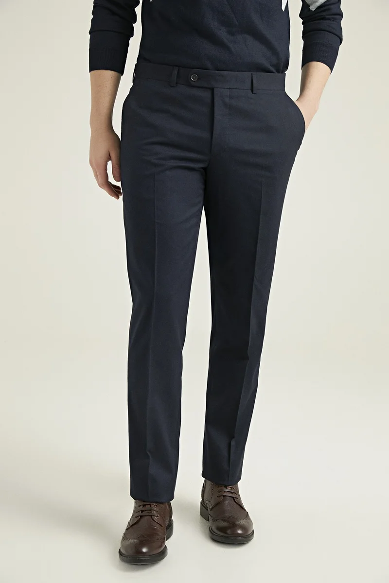 دي أس دامات D'S Groom Navy Blue Plain Fabric Trousers 7HF03KV49320D