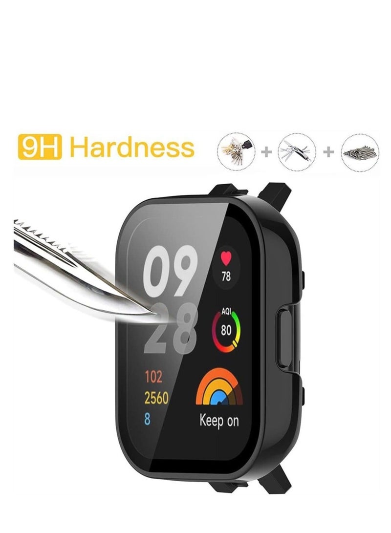 Captaintech 2 Pcs Case With Tempered Glass Screen Protector Compatible for Xiaomi Redmi Watch 3, 9H Hardness All-round Protective Cover Ultra-thin Protective PC Case Cover - Image 4
