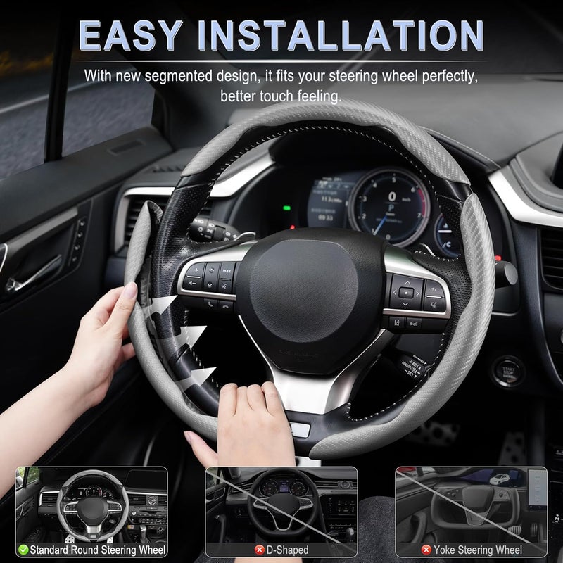 amiss مجموعة أغطية عجلة القيادة من أميش 3 قطع من ألياف الكربون - Image 5