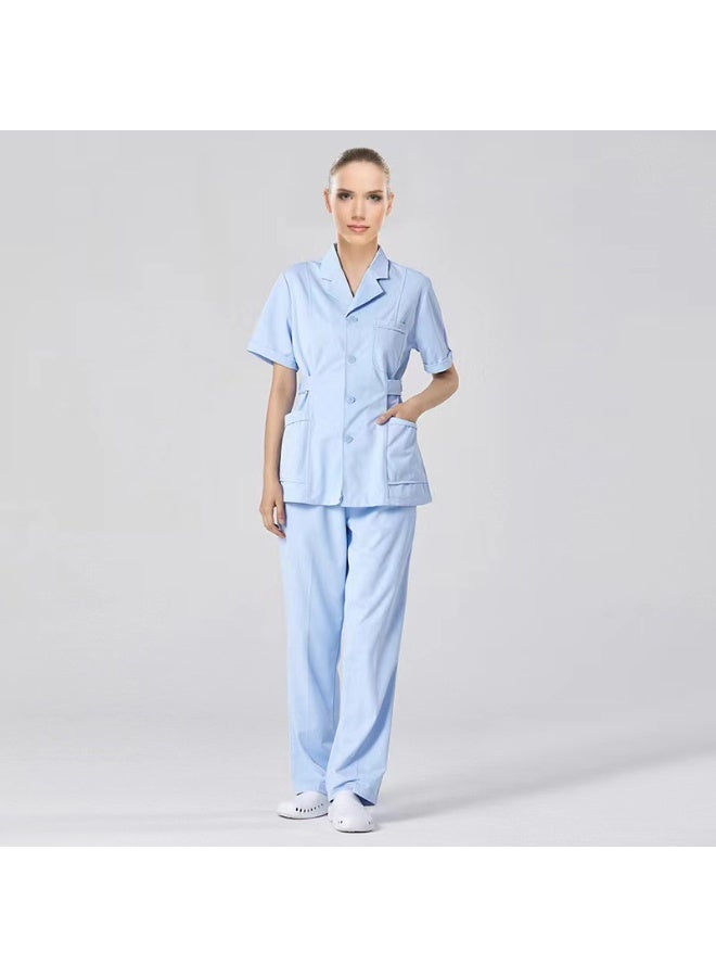 NIBEMINENT Short Sleeve Scrubs Uniforms Women Pet Grooming Clinic Nursing Clothes Workwear Nurse Scrub Work Medical Uniform - Image 1