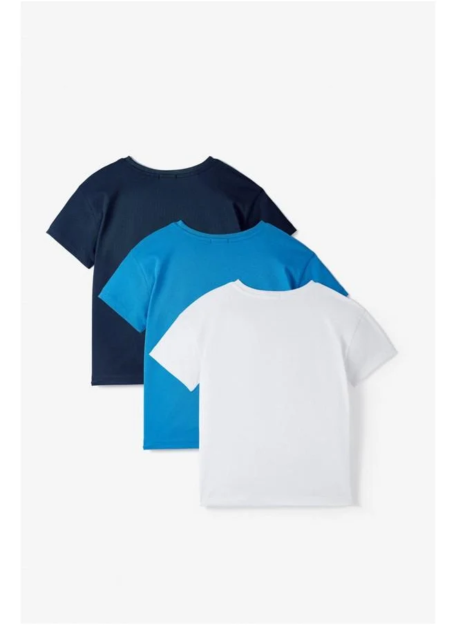 جون June Kids 3-Pack Basic Tshirt White - Blue - Indigo