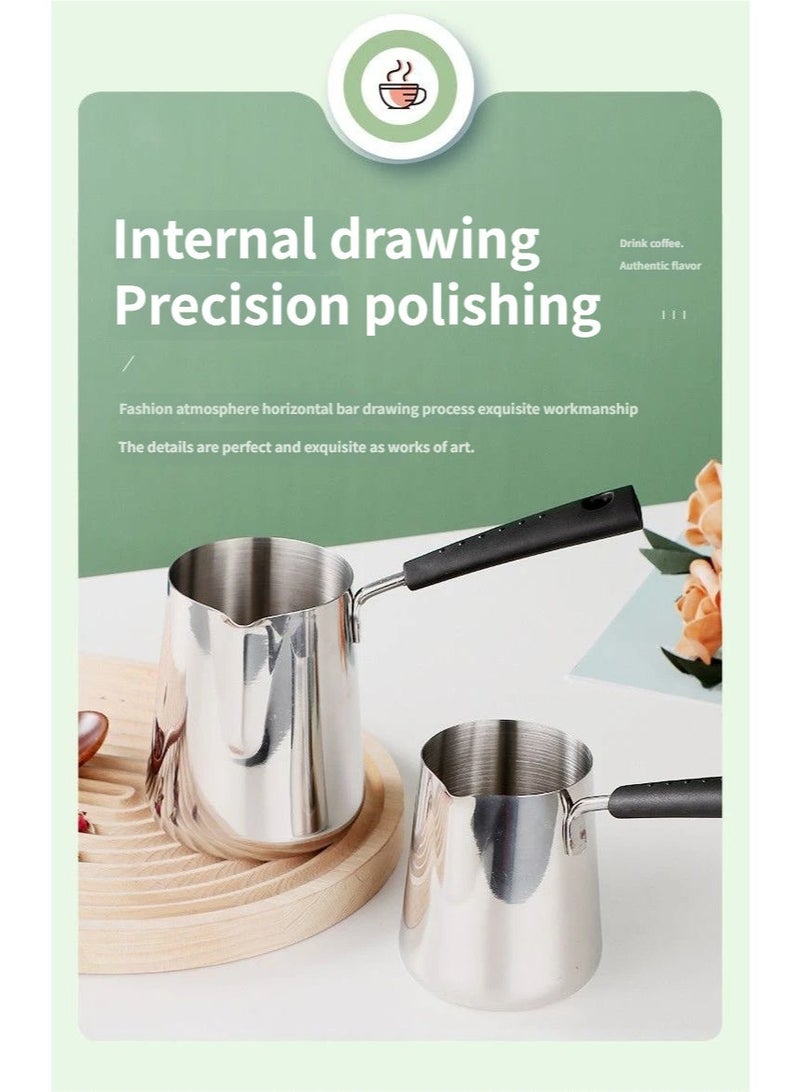 Turkish coffee pot, stainless steel milk and coffee warmer, coffee pot, chocolate and milk warmer with heat-resistant handle, universal milk warmer, small saucepan (600ml) - Image 3