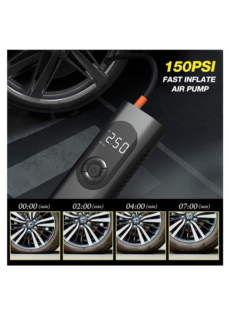 Generic - Tire Inflator Portable Air Compressor, Wireless with LED Light, Can Detection, 6000mAh Battery 150PSI Fast Inflation, Suitable for Balls, Motorcycles, Bicycles, Cars - Image 1