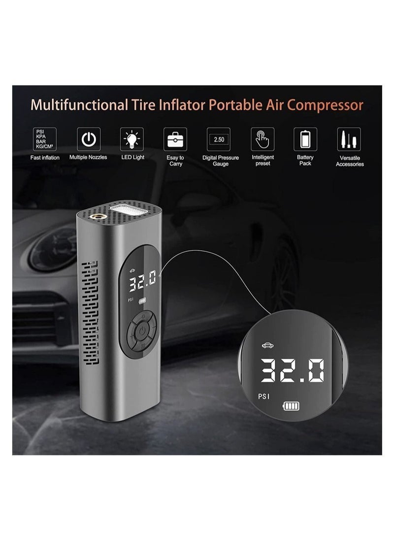 Generic - Tire Inflator Portable Air Compressor, Wireless with LED Light, Can Detection, 6000mAh Battery 150PSI Fast Inflation, Suitable for Balls, Motorcycles, Bicycles, Cars - Image 1