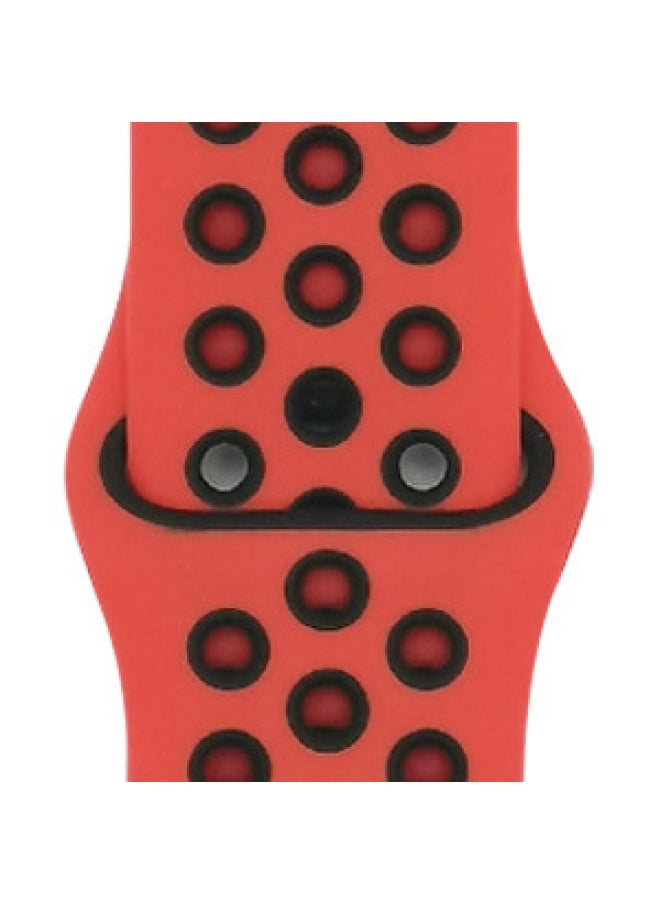 Generic - Suitable For Apple Two-color Silicone Nike Strap Nike Hole Apple Iwatch Breathable Sports Watch Strap-Color:23 Red + Black-Specifications:42/44/45/49mm-S - Image 1