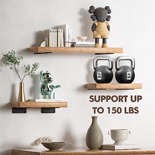 MIUGO 6 Pack Heavy Duty Shelf Brackets 6 inch, Floating Shelf Brackets(1/5”-Thick), L-Shaped Wall Shelf Bracket Hidden & Decorative Shelf Bracket Black - Image 2