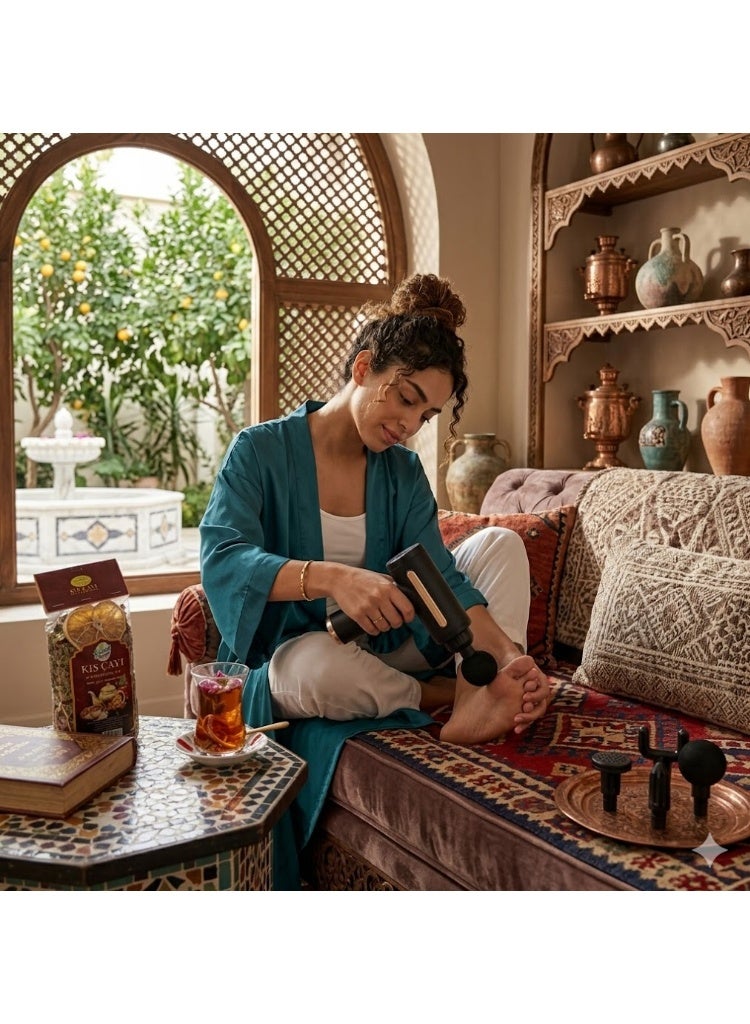 جهاز مساج وتدليك العضلات الاحترافي (Massage Gun) بـ 6 سرعات متغيرة - مسدس تدليك محمول وقابل لإعادة الشحن مع 4 رؤوس ملحقة لتخفيف آلام الجسم والعضلات متعدده الالوان - Image 3