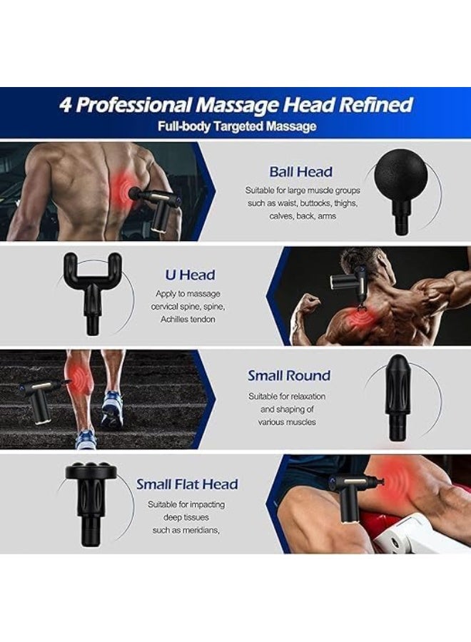 جهاز مساج وتدليك العضلات الاحترافي (Massage Gun) بـ 6 سرعات متغيرة - مسدس تدليك محمول وقابل لإعادة الشحن مع 4 رؤوس ملحقة لتخفيف آلام الجسم والعضلات متعدده الالوان - Image 4