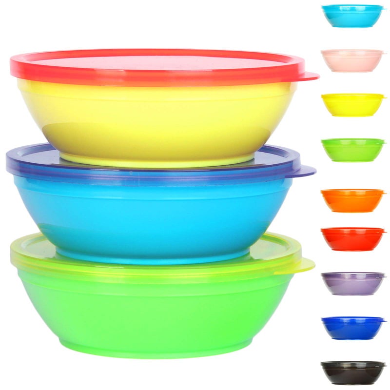 Youngever 18 Sets 8 ounce Kids Bowls with Lids 18 Bowls  18 Lids Small Food Storage Containers Toddler Bowls with Lids Set of 18 in 9 Assorted Colors