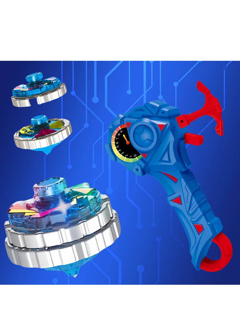 Gaming Top Toys Battle Burst Gyro Toy Great Present for Kids Gyros Set, including 1 main gyro, 1 acceleration ring, 1 launcher (Blue) - Image 1